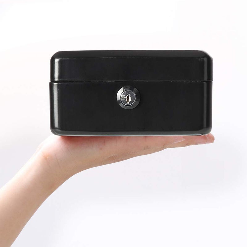 Decaller Cash Box with Slot for Kids, Decaller Small Money Box with Money Tray & Key Lock, 6" x 4 4/5" x 3 1/5", Black, QH15010XS - Image 4